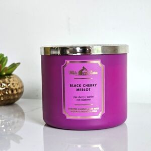 White Barn 3 Wick Candle Black Cherry Merlot Essential Oils Bath and Body Works